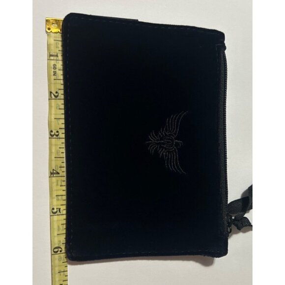 Apatchy London Small Black Velvet Coin Purse With Embroidered Logo & Zipper Clos - Picture 5 of 8